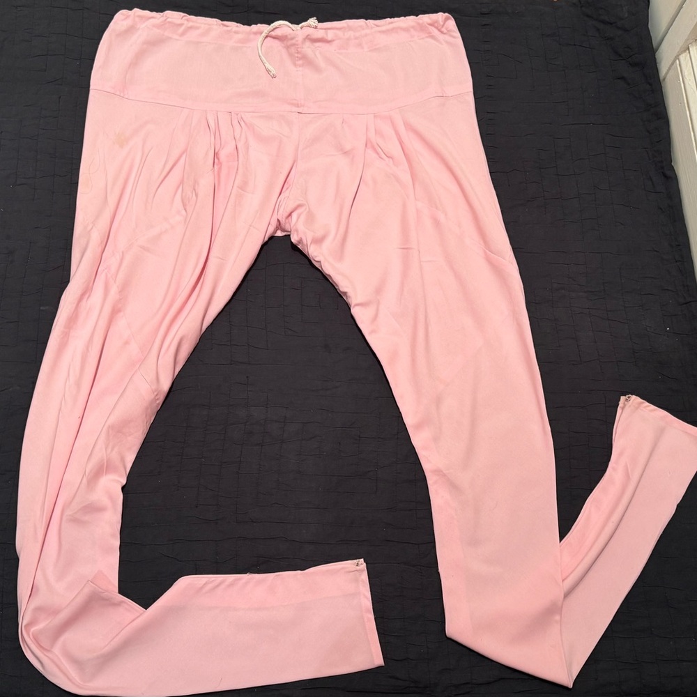 PINK Drawstring Chudidar Pants
